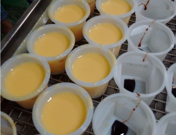 Quy Trình Sản Xuất Bánh Flan Công Nghiệp 9 Bước 5 - Hấp bánh flan