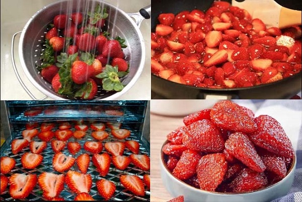 Các bước làm dâu tây sấy khô bằng lò nướng