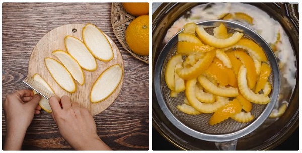Cách Làm Mứt Vỏ Cam Thơm Ngon, Không Bị Đắng 19 Sơ chế vỏ cam làm mứt vỏ cam sấy dẻo