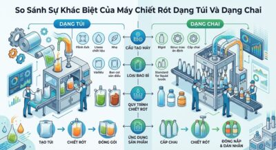 So Sánh Sự Khác Biệt Của Máy Chiết Rót Dạng Túi Và Dạng Chai