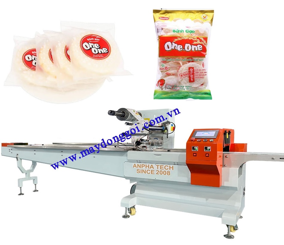 Đặc điểm cấu tạo và nguyên lý hoạt động của máy đóng gói bánh gạo do công ty Anpha Tech sản xuất